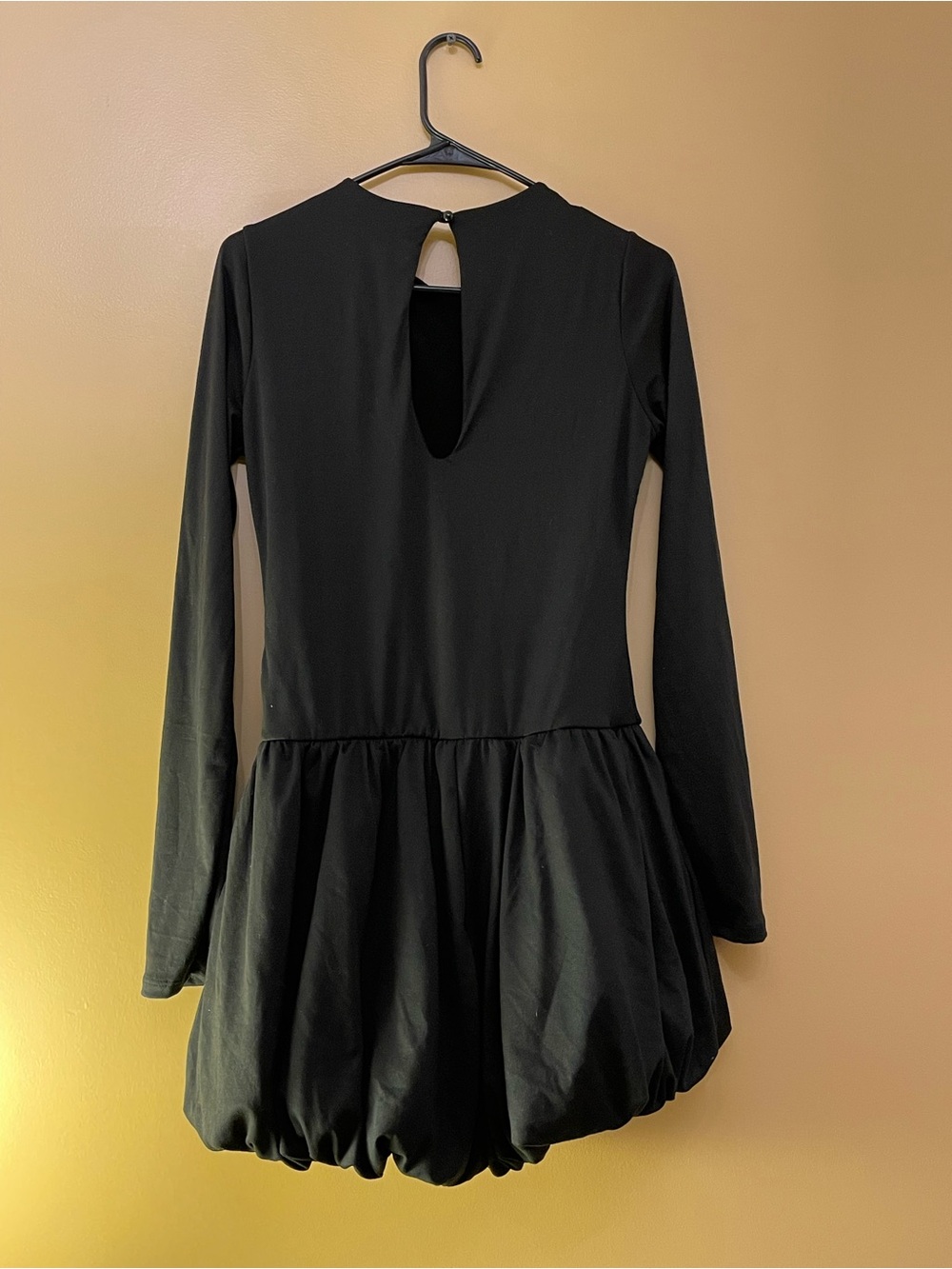 Fashion Nova Black Long Sleeve Bubble-Hem Dress
